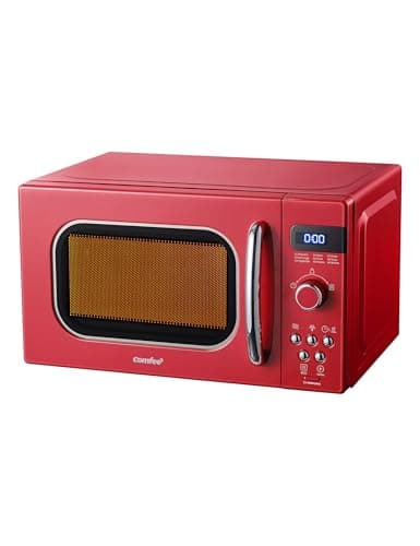 COMFEE' Retro Small Microwave Oven With Compact Size, 9 Preset Menus, Position-Memory Turntable, Mute Function, Countertop, Perfect For Small Spaces, 0.7 Cu Ft/700W, Red, AM720C2RA-R - Image 8