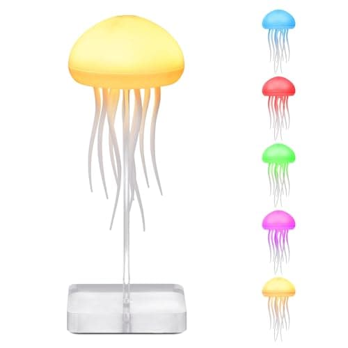 Jellyfish Lamp, Voice Control Jellyfish Lamp with Dancing Legs, RGB Gradient Jellyfish Bedside Lamp, Rechargeable Jellyfish Table Lamp with Touch Sensor, Christmas Gifts (Hanging + Base)