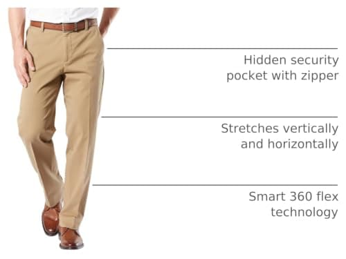 Dockers Men's Classic Fit Workday Smart 360 Flex Pants (Standard and Big & Tall), New British Khaki, 36W x 32L - Image 4