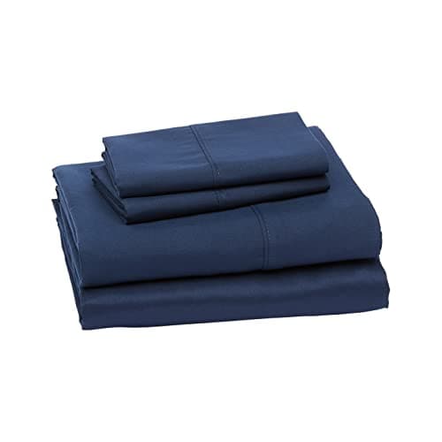 Amazon Basics Lightweight Super Soft Easy Care Microfiber 4 Piece Bed Sheets Set with 14-Inch Deep Pockets, Queen, Navy Blue, Solid - Image 2