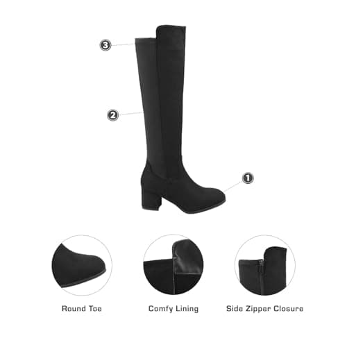 DREAM PAIRS Women's Knee High Stretchy Fashion Boots,Size 8,Black,JENNIFER-3 - Image 2