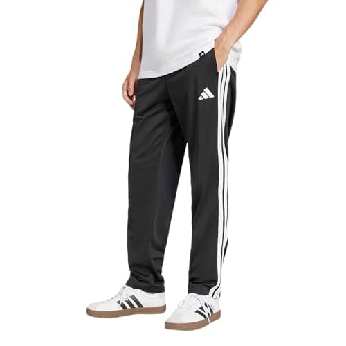 adidas Mens 3-Stripes Tricot Regular Fit Open Hem Sportswear Track Pants, Black, Large