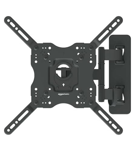 Amazon Basics Full Motion Articulating TV Monitor Wall Mount for 26" to 55" TVs and Flat Panels up to 80 Lbs, Black