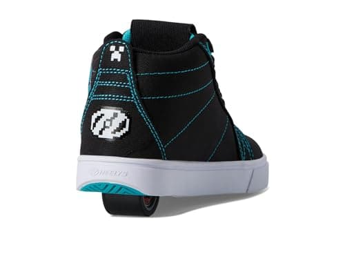 Heelys Minecraft Racer 20 Mid (Little Big Kid/Adult) Wheeled Heel Shoe, Black/Aqua/Multi, 5 US Unisex - Image 5