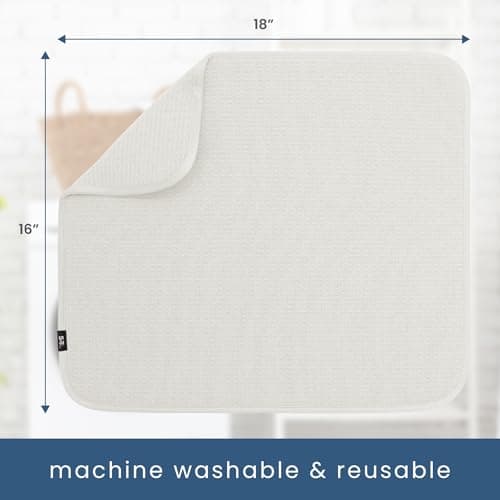 S&T INC. Dish Drying Mat, 16” x 18”, Absorbent Microfiber Kitchen Counter Mat, Dish Drying Pad for Dishes, Utensils, Pots and Pans, Large, Cream - Image 6