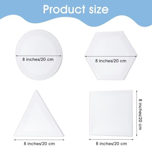 12 Pieces Stretched Canvas Blank Painting Canvas 8 Inch Panel Artist White Canvas Boards Triangle Square Hexagon Round Shape Canvas Frame for Acrylic Pouring Oil Painting - Image 2