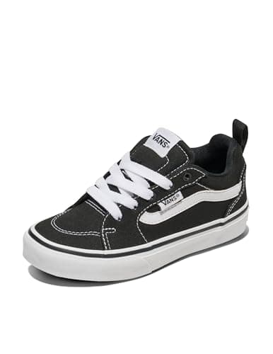 Vans Youth Filmore Shoe | Low-Top Fashion Sneakers for Boys & Girls, School & Everyday Wear, Canvas Black/White, 13.5