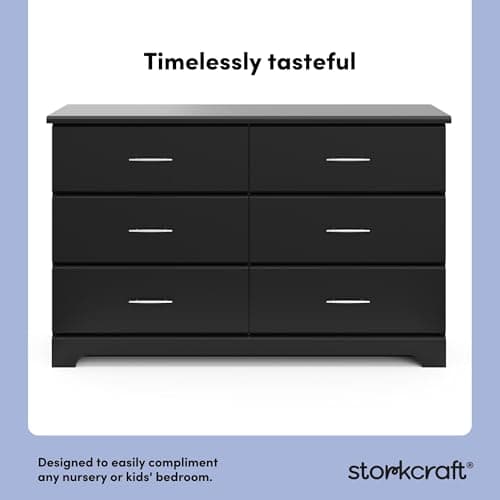 Storkcraft Brookside 6-Drawer Dresser (Black) – GREENGUARD Gold Certified, Nursery & Kids Storage, Nursery Essentials, Kids Room Storage, Durable Bedroom Dresser - Image 4