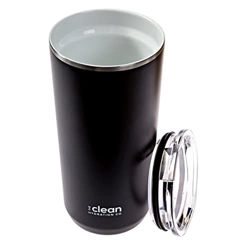 The Clean Hydration Company Insulated Coffee tumbler | Travel coffee mug | Ceramic Lined Tumbler | Iced Coffee Tumbler Cup with Lid | Double Wall Vacuum (Black) - Image 5
