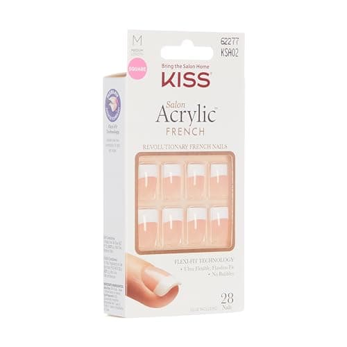 KISS Salon Acrylic Press On Nails, Nail glue included, 'Sugar Rush', French, Medium Size, Square Shape, Includes 28 Nails, 2g Glue, 1 Manicure Stick, 1 Mini File - Image 4