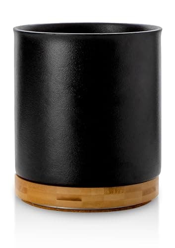 Nucookery 360°Rotating Utensil Holder, 7.2" Kitchen Utensil Crock, Ceramic Cooking Utensil Organizer with Countertop-Protection Cork Bottom for Farmhouse Kitchen Decor Christmas (Stone Black) - Image 9