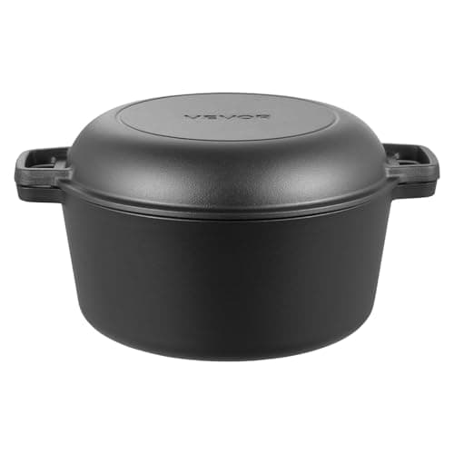 VEVOR Cast Iron Dutch Oven, 2-in-1 Pre-Seasoned Pot with Skillet Lid, 5QT Cookware Pan with Proofing Basket, Bread Baking Accessories, Bread-Oven Compatible 500℉ - Image 9
