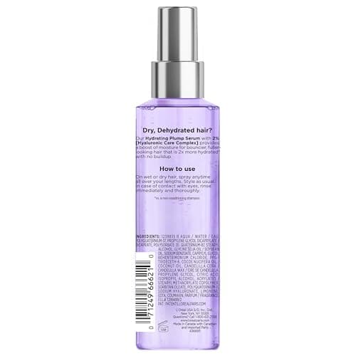 L'Oreal Paris Elvive Hyaluron Plump Moisture Plump Hair Serum for Dehydrated, Dry Hair with Hyaluronic Acid Care Complex, Paraben-Free, 4.4 Fl Oz - Image 9