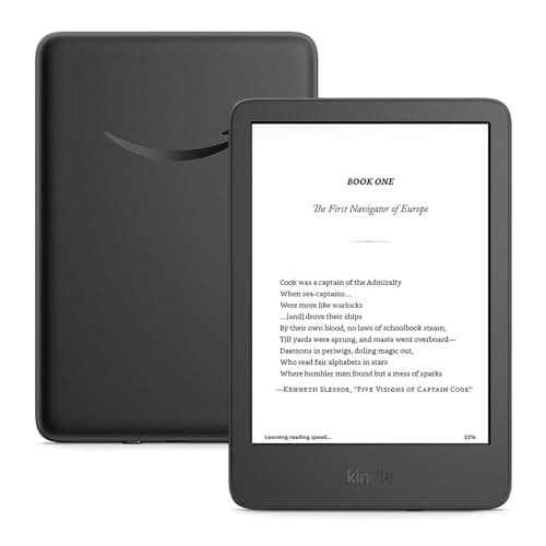 Amazon Kindle 16 GB (newest model) - Lightest and most compact Kindle, now with faster page turns, and higher contrast ratio, for an enhanced reading experience - Black