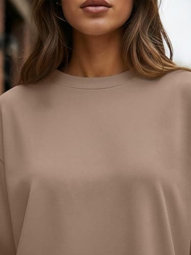 Trendy Queen Womens Oversized Long Sleeve T Shirts 2025 Basic Crewneck Tee Fall Tops Casual Workout Y2K Clothes Khaki M - Image 5