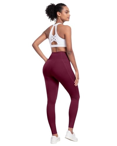 LZYVOO Leggings with Pockets for Women, 6 Packs Soft High Waisted Tummy Control Workout Yoga Pants(BlackGrayNavyWineGreenBrown-XL) - Image 5