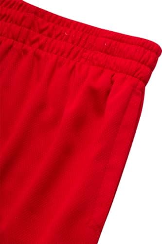 RBX Boys' Active Shorts - 5 Pack Sports Performance Mesh Gym Shorts with Elastic Waistband and Heat Seal Logo (Sizes: 8-16), Size 14/16, Griffin Red Grey Black - Image 4