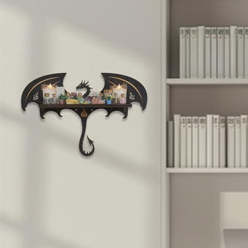 FNYDOX Gothic Evil Dragon Decor Crystal Display Shelf for Wall, Wooden Witchy Shelf Rock Display Case Knick Knack Organizer Trinket Holder, Wall Hanging Shelves for Essential Oil & Nail Polish - Image 7
