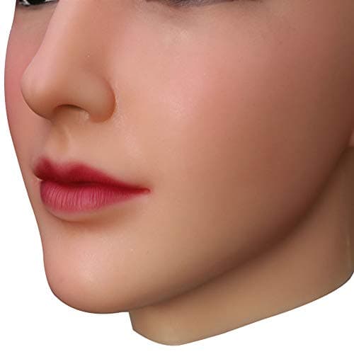 LCUPPON Silicone Female Mask Realistic Face with Makeup for Crossdressing Cosplay Halloween Masks (Beige) - Image 5