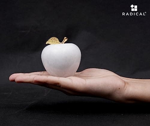 Radicaln Marble Decoration Piece New White 3" Inch Handmade Apple Paperweight Desk Décor - Suitable For Office Desk Décor & Home Décor Paper Weight - Image 5