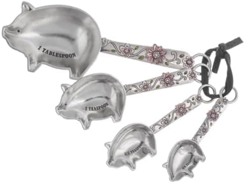 4-Piece Measuring Spoons Set Pigs with Flowers - Image 2