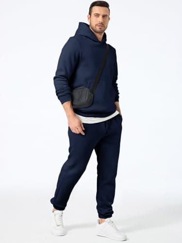 JMIERR Track Suits Set 2 Piece Airport Couple Outfits Long Sleeve Essentials Hoodies Sweatshirts Joggers Baggy Sweatpants Fall Tracksuit Sweatsuits Matching Lounge Sets, XL, Navy Blue - Image 2