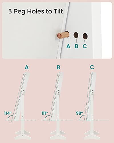 SONGMICS Mirror Jewelry Cabinet Standing Armoire Organizer, Jewelry Storage with Full-Length Frameless LED Lights, Built-in Makeup Mirror, 2 Drawers, Lockable, White UJJC023W01 - Image 7
