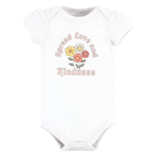 Hudson Baby Unisex Baby Cotton Bodysuits, Peace Love And Flowers, 3-6 Months - Image 3