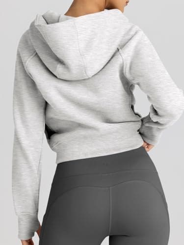 Trendy Queen Womens Zip Up Hoodies Jackets Cropped Sweatshirts Fleece Fall Outfits Casual Comfy Y2k Tops Winter Clothes 2025 Grey S - Image 5