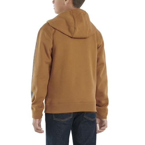Carhartt Boys Long Sleeve Hooded Sweatshirt, Carhartt Brown, Small (7/8) - Image 2
