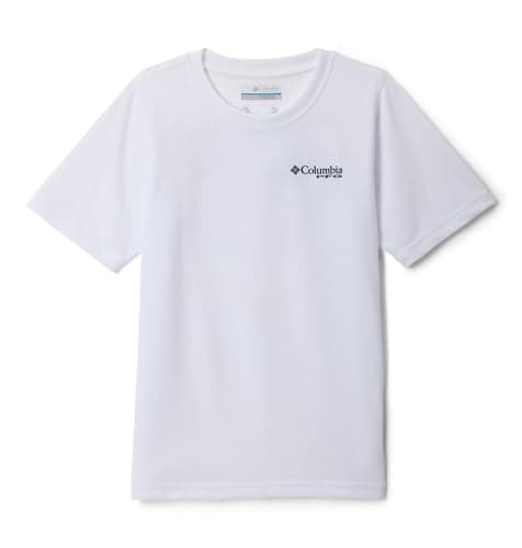 Columbia Youth Boys PFG Short Sleeve Graphic Tee, White/Clean Line Pride USA Bass, X-Large
