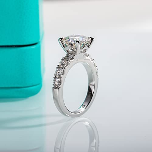 AnuClub Moissanite Engagement Ring 4.3cttw D Color Round Cut 925 Sterling Silver Eternity Wedding Promise Anniversary Band Ring for Women Size 7 - Image 5