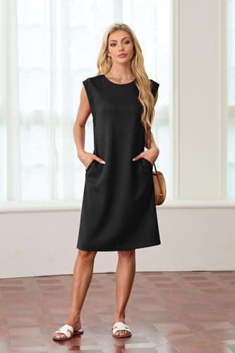 GRECERELLE Womens Summer Casual Loose Beach Split Midi Dress with Pockets (Medium, Black) - Image 3