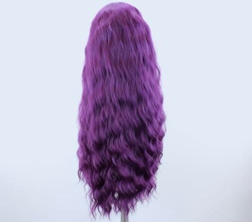 WXHWCX Synthetic Lace Front Wigs Purple Free Part Loose Wave Heat Resistant Natural Hairline Fiber Hair Glueless Lace Wigs for Women Cosplay Daily Party Wig 24inch - Image 4