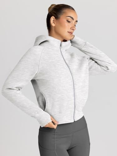 Trendy Queen Womens Zip Up Hoodies Jackets Cropped Sweatshirts Fleece Fall Outfits Casual Comfy Y2k Tops Winter Clothes 2025 Grey S - Image 3