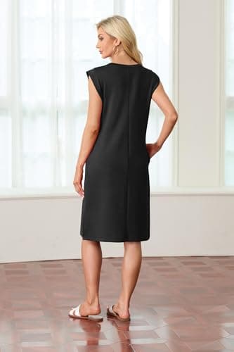 GRECERELLE Womens Summer Casual Loose Beach Split Midi Dress with Pockets (Medium, Black) - Image 6