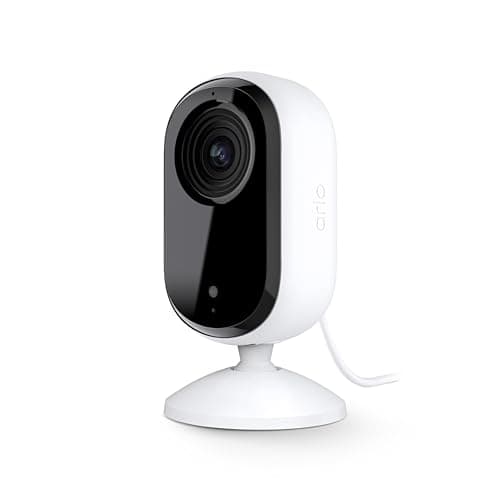 Arlo Essential Security Camera HD | Indoor Only | 2nd Gen | Pet Camera & Baby Monitor | Wired, Automated Privacy Shield, 2-Way Audio, Night Vision, Live Stream, Motion Alerts,Notifications|White 1 Cam