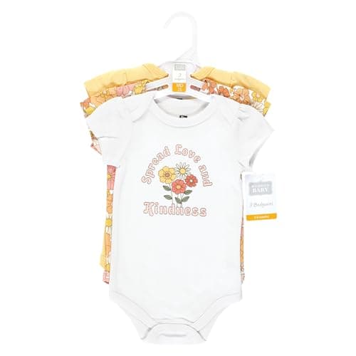 Hudson Baby Unisex Baby Cotton Bodysuits, Peace Love And Flowers, 3-6 Months - Image 2
