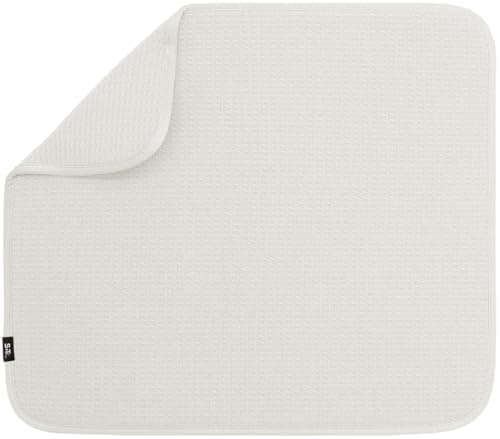 S&T INC. Dish Drying Mat, 16” x 18”, Absorbent Microfiber Kitchen Counter Mat, Dish Drying Pad for Dishes, Utensils, Pots and Pans, Large, Cream