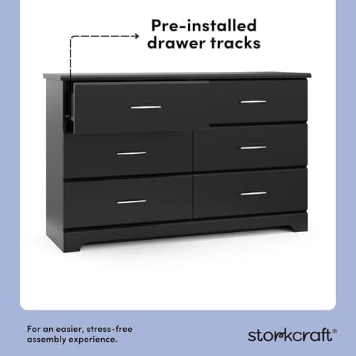Storkcraft Brookside 6-Drawer Dresser (Black) – GREENGUARD Gold Certified, Nursery & Kids Storage, Nursery Essentials, Kids Room Storage, Durable Bedroom Dresser - Image 5