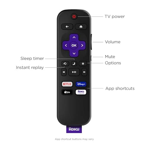 Roku TV Remote Control (Official Manufacturer Product) - Simple Setup, & Pre-Set App Shortcuts - Replacement Remote Compatible with RokuTV Models ONLY (Not Roku Players) - Image 5