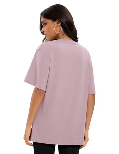 Siimcuzy 4 Pack Oversized Tshirts for Women, Loose Fit Crew Neck Summer Baggy Tops Workout Tees Plus Size T Shirts 1 Black 1 White 1 Dark Pink 1 Khaki X-Large - Image 2