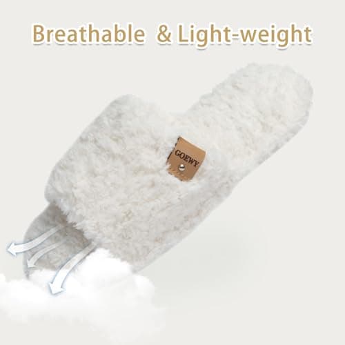 GOEWY Fuzzy Open Toe Slippers for Women Indoor Cozy Memory Foam Slip On House Slides Shoes Gifts for Womens Her Mom - Image 5