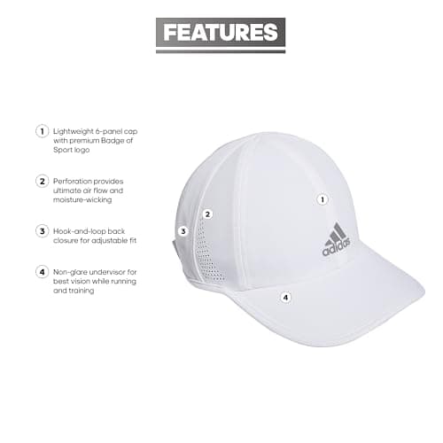 adidas Women's Superlite Hat, Relaxed-fit Adjustable Workout Sports Cap, White/Silver Reflective/2.0, One Size - Image 2