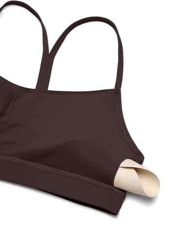 CRZ YOGA Butterluxe Womens Y Back Sports Bra - Padded Racerback Low Impact Spaghetti Thin Strap Workout Yoga Top Hot Fudge Brown Small - Image 5