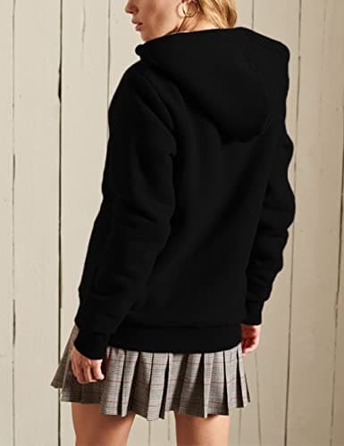 Yeokou Women's Casual Full Zip Up Sherpa Lined Hoodie Sweatshirt Jacket Coat (X-Large, Black001) - Image 5
