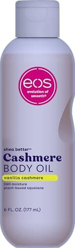 eos Cashmere Body Oil, Vanilla Cashmere, 24 Hour Moisture, Plant-Based Squalane to Soothe, Soften And Smooth Dry Skin, Body Oil, 6 fl oz
