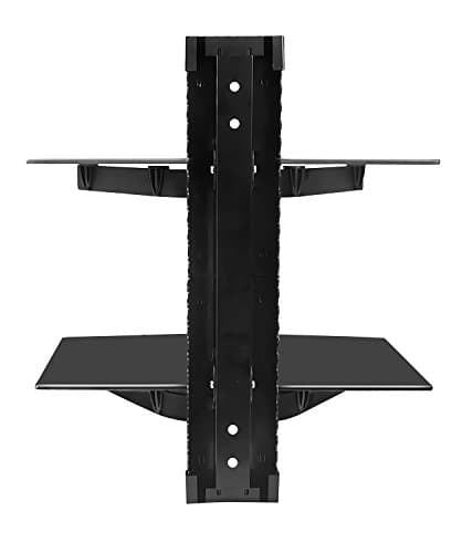 Mount-It! Floating Wall Mounted Shelf Bracket Stand for AV Receiver, Component, Cable Box, PlayStation, Xbox, DVD Player, Projector, 34 Lbs Capacity, 2 Shelves, Tinted Tempered Glass - Image 8