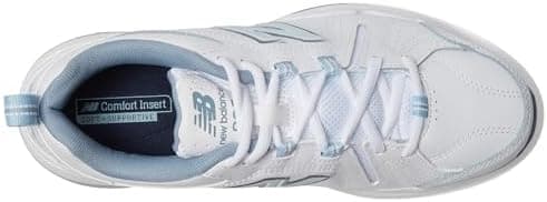 New Balance Women's 608 V5 Casual Comfort Cross Trainer 8.5 Wide White/Light Blue - Image 6