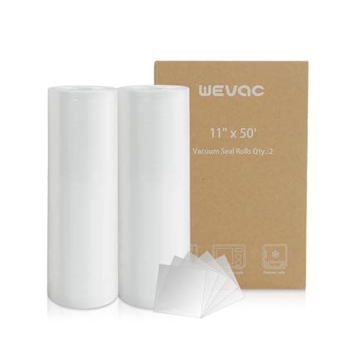 Wevac Vacuum Sealer Bags 11x50 Rolls 2 pack for Food Saver, Seal a Meal, Weston. Commercial Grade, BPA Free, Heavy Duty, Great for vac storage, Meal Prep or Sous Vide